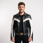 Man's Handmade Western Fringe Leather Jacket | Studded Cowboy Biker Coat