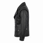 Men's Navy Blue Asymmetrical Military Leather Jacket – Handmade Blazer Coat