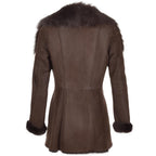 Women's Sheepskin Long Hair Toscana Lapel Coat Brown