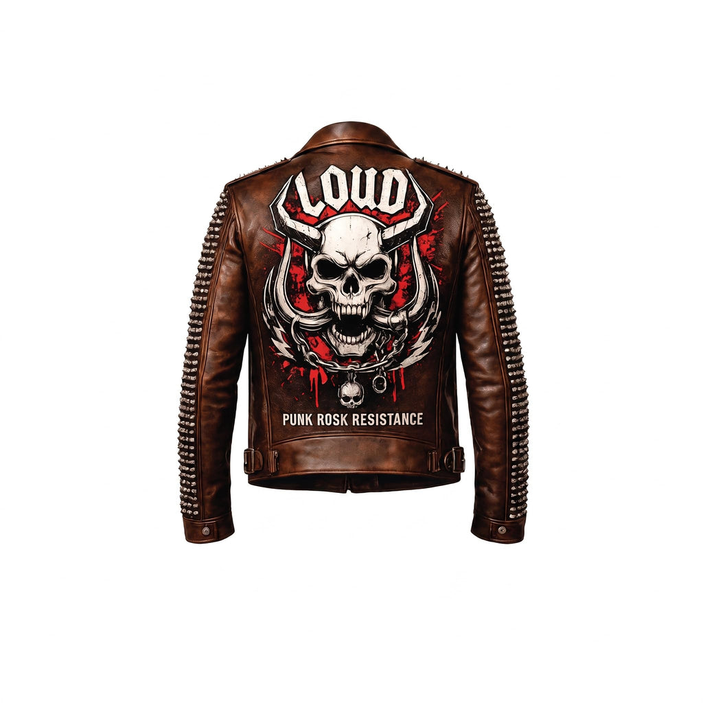 Men's Handmade Studded Leather Biker Jacket | Punk Rock Gothic Patchwork | Halloween Costume