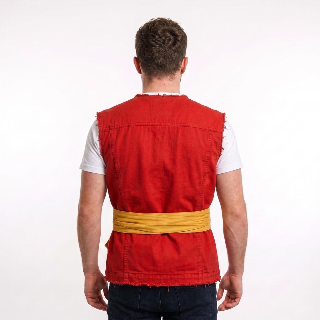 One Piece Luffy Red Cotton Vest | Men's  Pirate Inspired Anime Cosplay Jacket