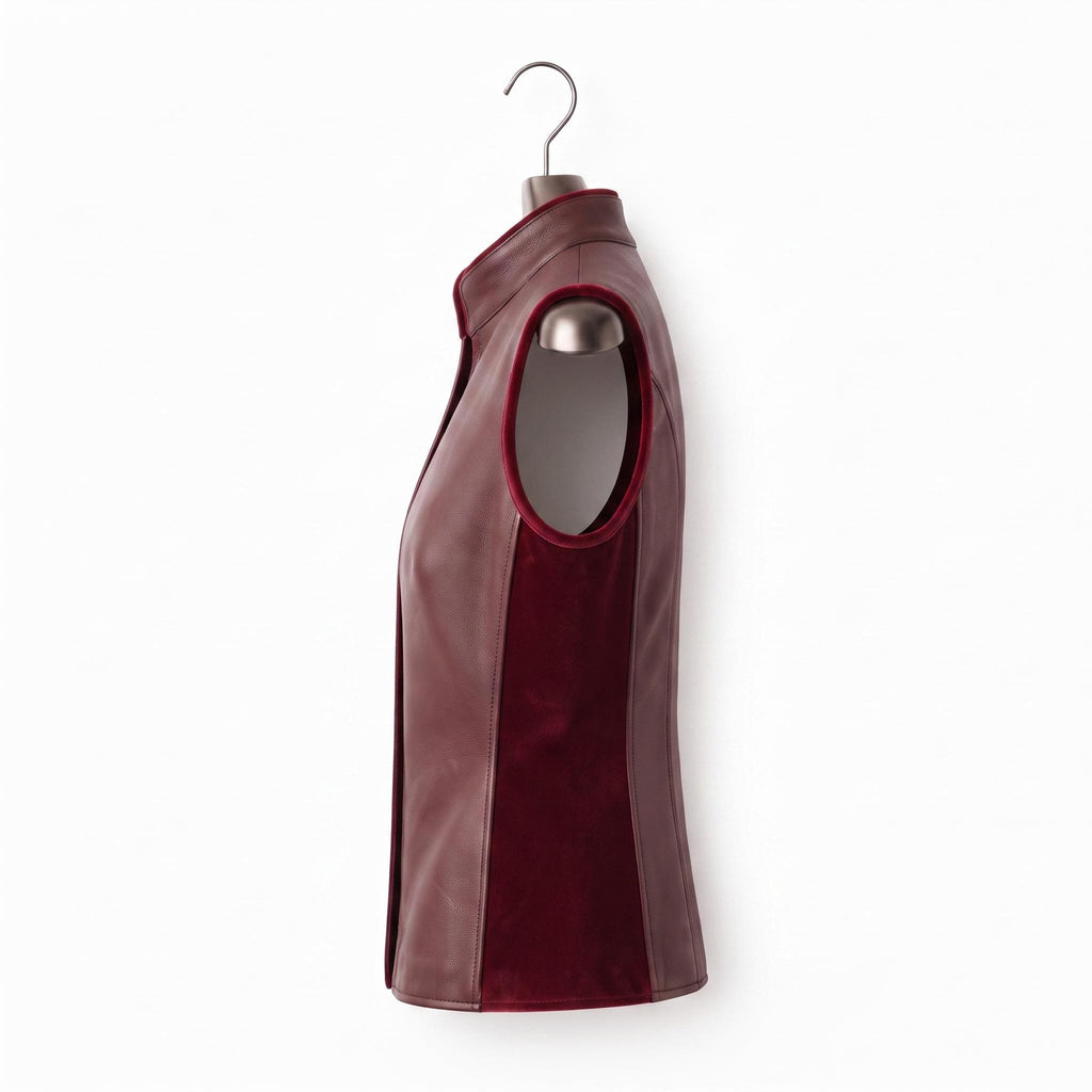 Burgundy Leather Vest | Women's Genuine Tailored Waistcoat, Dark Academia Style