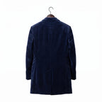 Men's Doctor Who Inspired Velvet Overcoat, Deep Navy Blue Time Traveler Jacket