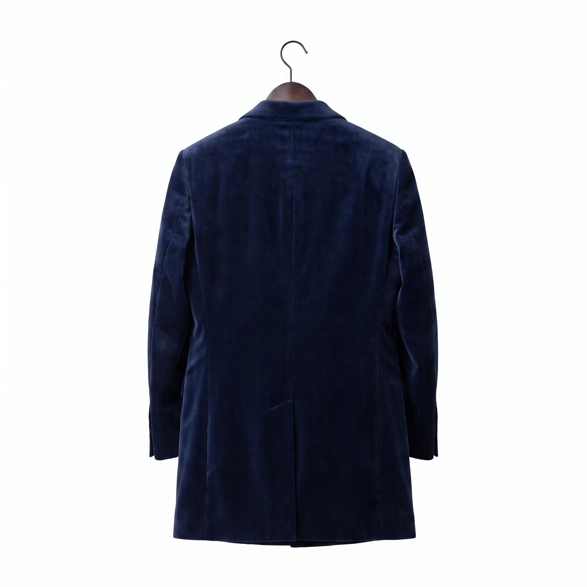 Men's Doctor Who Inspired Velvet Overcoat, Deep Navy Blue Time Traveler Jacket