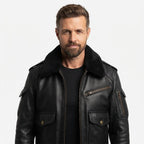 Flight Bomber Black Leather Jacket – Men Bomber Leather Jacket - Timber AND Hide