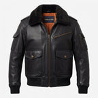 Flight Bomber Black Leather Jacket – Men Bomber Leather Jacket - Timber AND Hide