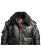 Flight Bomber Black Leather Jacket – Men Bomber Leather Jacket