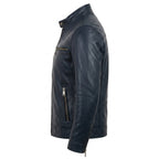 Frankie Blue Leather Jacket - Men Leather Jacket Blue - Timber AND Hide