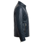 Frankie Blue Leather Jacket - Men Leather Jacket Blue - Timber AND Hide