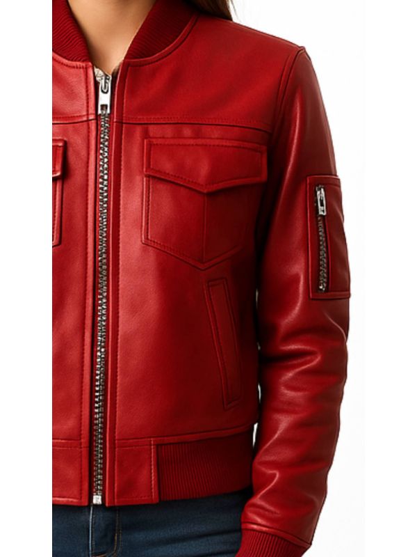 Freya Women’s Red Leather Jacket