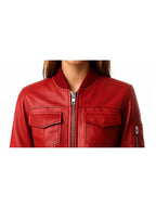 Freya Women’s Red Leather Jacket