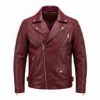 Ghost Rider Inspired Crimson Red Leather Biker Jacket | Flaming Skull Graphic, Ride or Die - Timber AND Hide