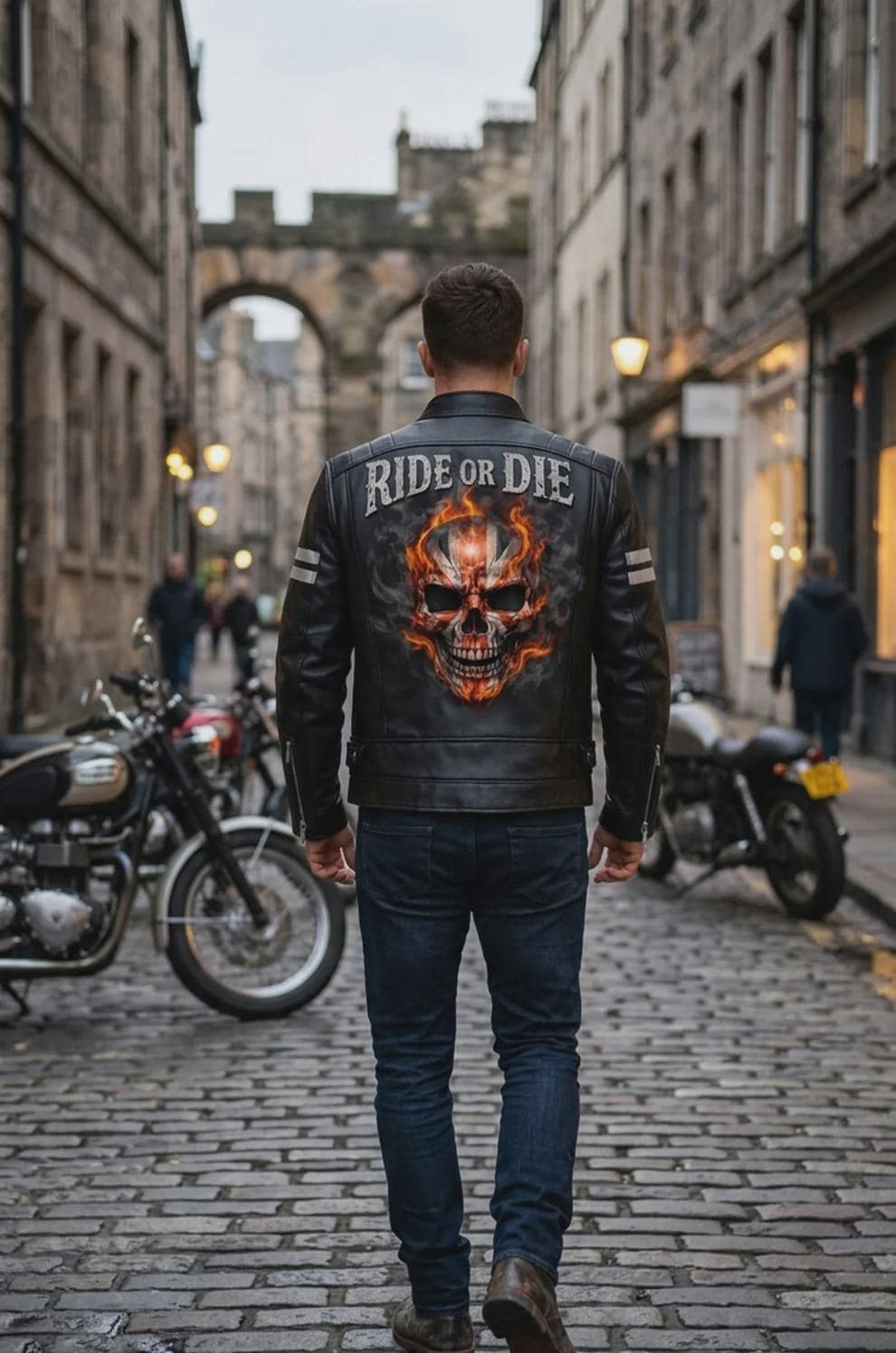 Ghost Rider Inspired motorcycle jacket with skull back | brown leather biker jacket - Timber AND Hide