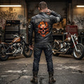 Ghost Rider Inspired motorcycle jacket with skull back | brown leather biker jacket - Timber AND Hide