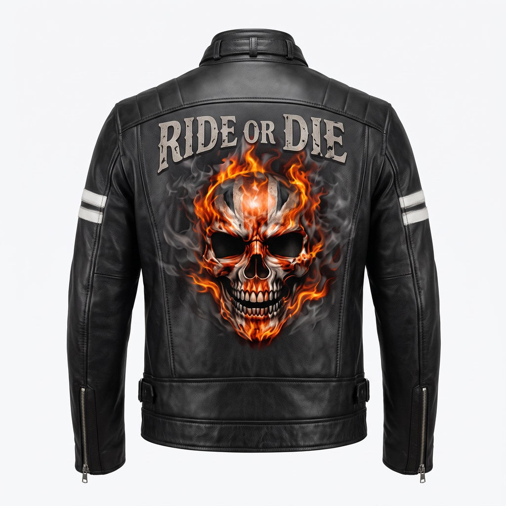 Ghost Rider Inspired motorcycle jacket with skull back | brown leather biker jacket - Timber AND Hide