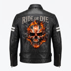 Ghost Rider Inspired motorcycle jacket with skull back | brown leather biker jacket - Timber AND Hide