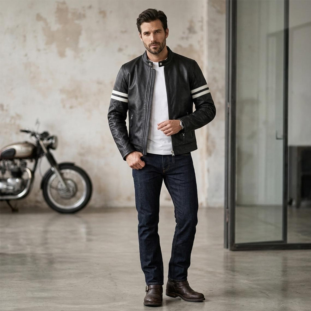 Ghost Rider Inspired motorcycle jacket with skull back | brown leather biker jacket - Timber AND Hide