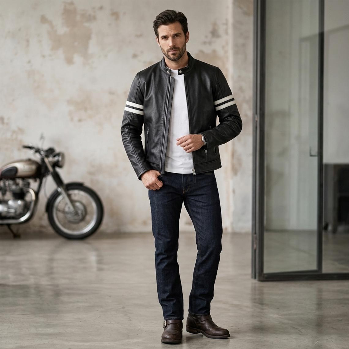 Ghost Rider Inspired motorcycle jacket with skull back | brown leather biker jacket - Timber AND Hide