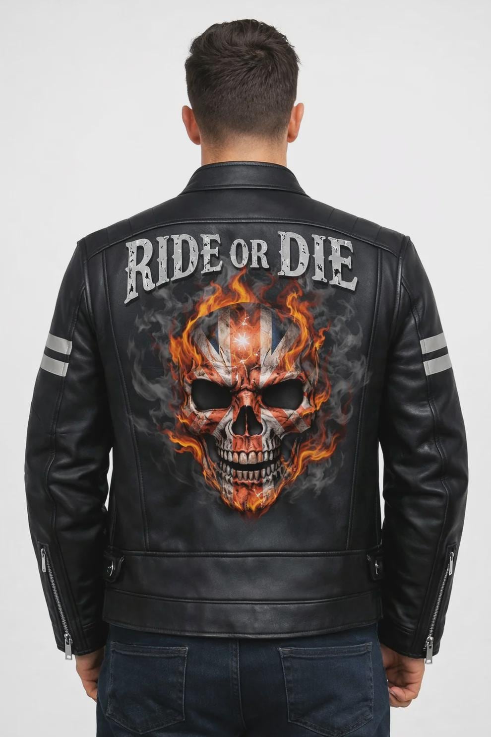 Ghost Rider Inspired motorcycle jacket with skull back | brown leather biker jacket - Timber AND Hide
