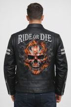 Ghost Rider Inspired motorcycle jacket with skull back | brown leather biker jacket - Timber AND Hide