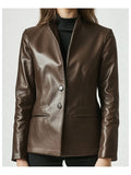 Grace Leather Brown Jacket - Women Leather Jacket Brown - Timber AND Hide