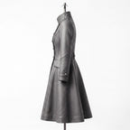 Grey Leather Military Coat, Double Breasted Gothic Victorian Jacket - Timber AND Hide