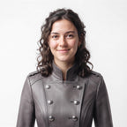 Grey Leather Military Coat, Double Breasted Gothic Victorian Jacket - Timber AND Hide