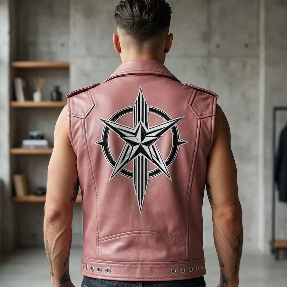Handmade Cowhide Leather Vest | Classic Biker Vest | Gothic Rocker Sleeveless Jacket - Timber AND Hide
