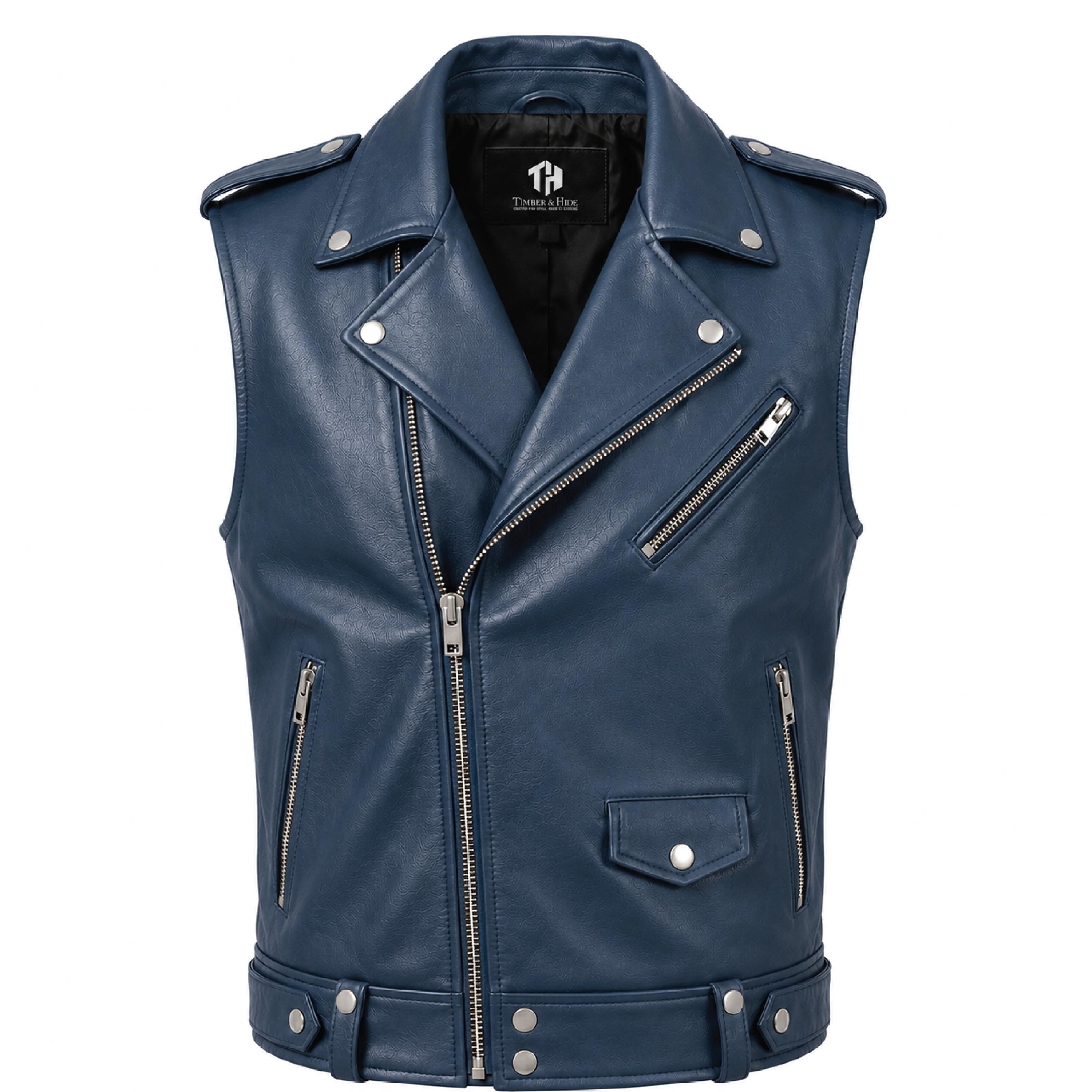 Handmade Cowhide Leather Vest | Classic Biker Vest | Gothic Rocker Sleeveless Jacket - Timber AND Hide
