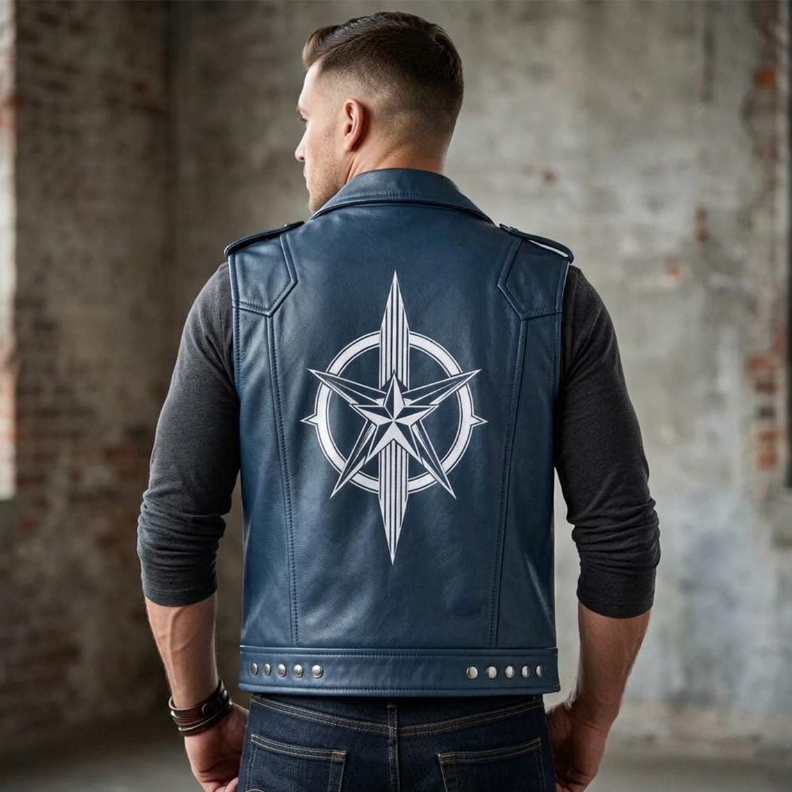 Handmade Cowhide Leather Vest | Classic Biker Vest | Gothic Rocker Sleeveless Jacket - Timber AND Hide