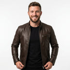 Henry Brown Leather Jacket - Men Leather Jacket Brown - Timber AND Hide