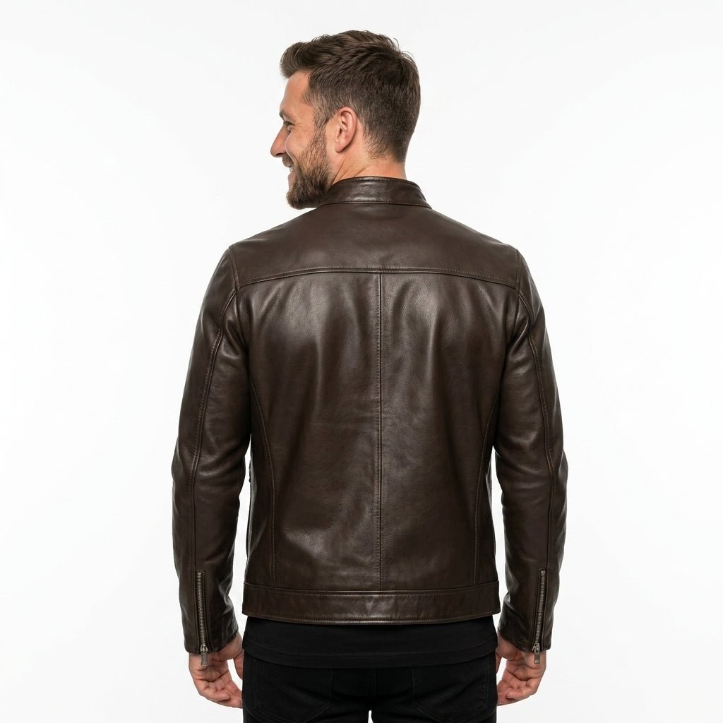 Henry Brown Leather Jacket - Men Leather Jacket Brown - Timber AND Hide