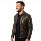 Henry Brown Leather Jacket - Men Leather Jacket Brown - Timber AND Hide