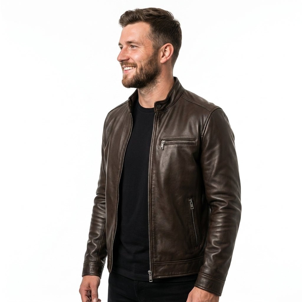 Henry Brown Leather Jacket - Men Leather Jacket Brown - Timber AND Hide