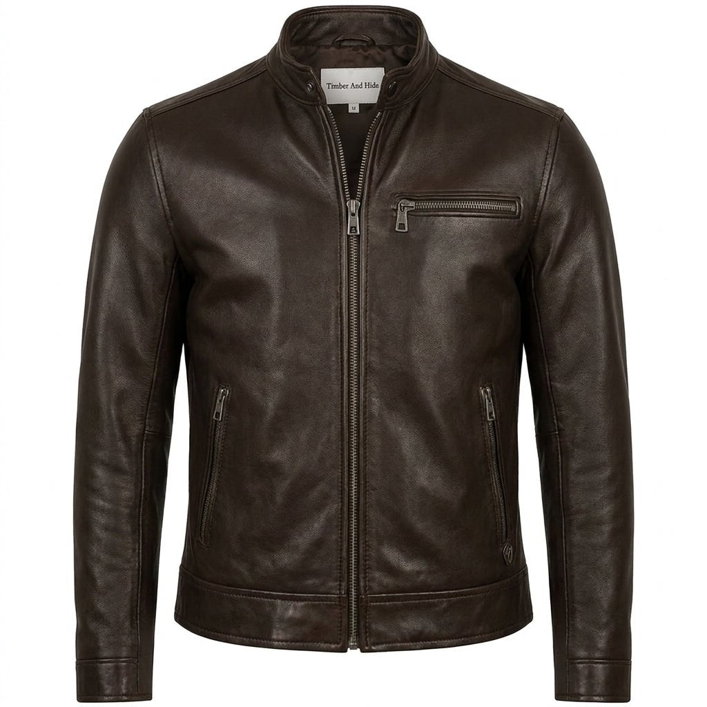 Henry Brown Leather Jacket - Men Leather Jacket Brown - Timber AND Hide