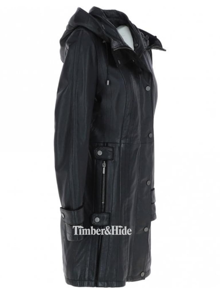 Hooded Leather Coat For Women - Timber AND Hide