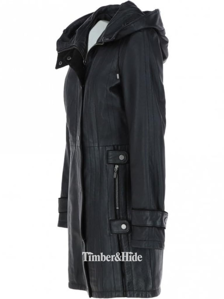 Hooded Leather Coat For Women - Timber AND Hide