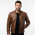 Hudson Brown Moto Biker Leather Jacket - Timber AND Hide
