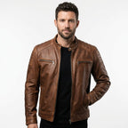 Hudson Brown Moto Biker Leather Jacket - Timber AND Hide
