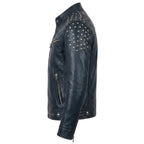 Hugo Blue Leather Jacket - Men Leather Jacket Blue - Timber AND Hide