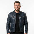 Hugo Blue Leather Jacket - Men Leather Jacket Blue - Timber AND Hide