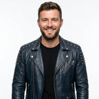 Hugo Blue Leather Jacket - Men Leather Jacket Blue - Timber AND Hide