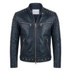 Hugo Blue Leather Jacket - Men Leather Jacket Blue - Timber AND Hide