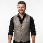 Izaiah Grey Leather Vest for Men - Timber AND Hide