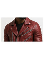 Roman Red Leather Jacket - Leather Jacket for Men Red