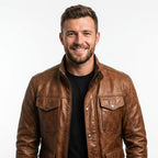 Jacob Leather Brown Jacket - Men Leather Jacket Brown - Timber AND Hide
