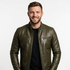 James Leather Green Jacket - Men Leather Jacket Green - Timber AND Hide