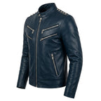 Jaxon Blue Leather Jacket - Men Leather Jacket Blue - Timber AND Hide