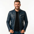 Jaxon Blue Leather Jacket - Men Leather Jacket Blue - Timber AND Hide
