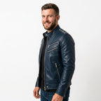 Jaxon Blue Leather Jacket - Men Leather Jacket Blue - Timber AND Hide